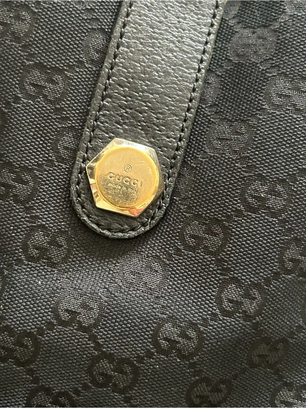 Gucci Black Monogram Canvas Tote with Gold Hardware - Picture 10 of 10